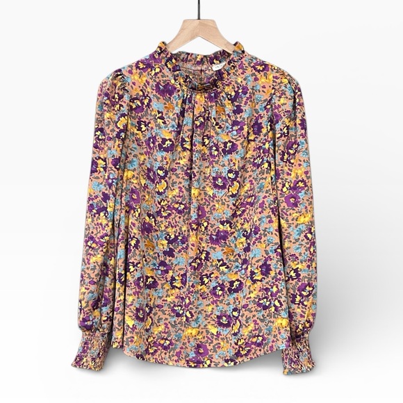 JODIFL Tops - Jodifl Can't Change Purple Ditsy Floral Long Sleeve Feminine Blouse Size Small